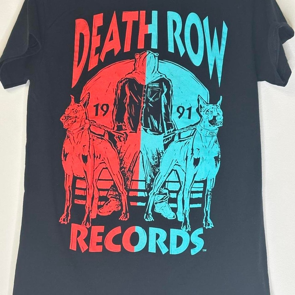 Death Row Records 1991 Doberman Graphic Tee Black Red Blue Rap T-Shirt Mens S